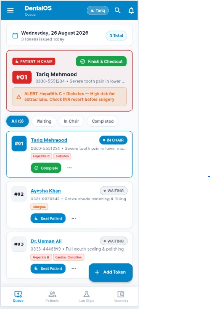 The DentalOS app for scheduling, reminders and patient communication
